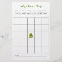 Baby Bingo Card Kawaii Avocado Baby Shower Game Flyer