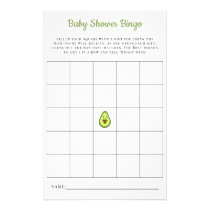 Baby Bingo Card Kawaii Avocado Baby Shower Game Flyer
