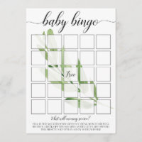 Baby Bingo Cards for Greenery Baby Shower Theme