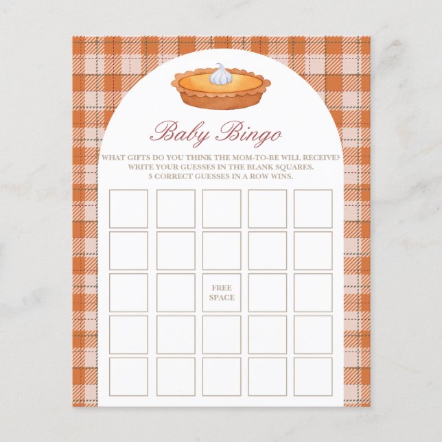 Baby Bingo Cutie Pie Baby Shower Game (Front)