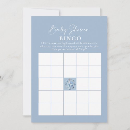 Baby Bingo Dusty Blue Winter Baby Shower Games Invitation