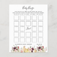 Baby Bingo | Floral Baby Shower Game