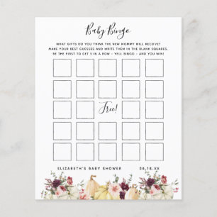 Baby Bingo Floral Baby Shower Game