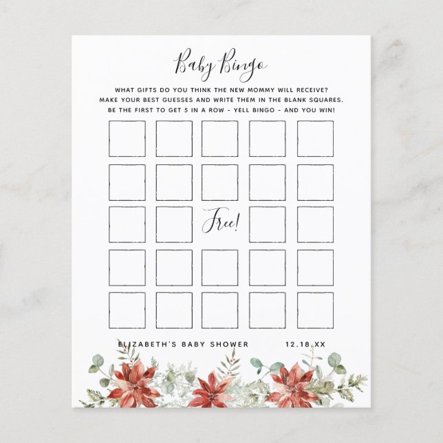 Baby Bingo | Floral Baby Shower Game (Front)