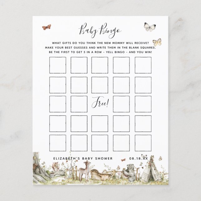 Baby Bingo | Floral Baby Shower Game (Front)