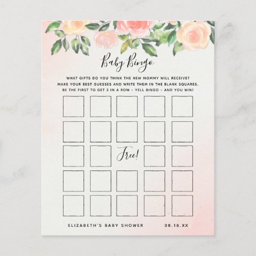 Baby Bingo  Floral Baby Shower Game