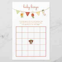 Baby Bingo Game Woodland Bear Fall Baby Shower