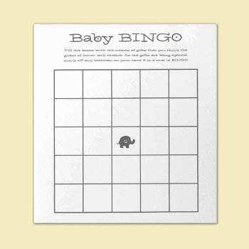 Baby Bingo Grey Elephant Notepad by macdesigns1 at Zazzle