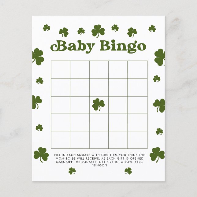 Baby Bingo Happy St. Patrick's Day Green Shamrock  (Front)