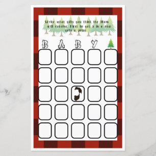 Baby Bingo Little Lumberjack Baby Shower Game