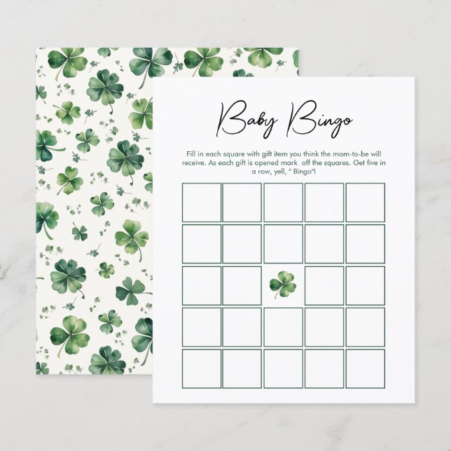 Baby Bingo Lucky Charm Baby Shower Game (Front/Back)