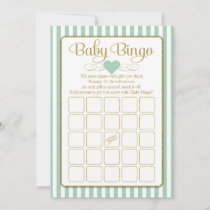 Baby Bingo Mint Green Gold Baby Shower Game Cards