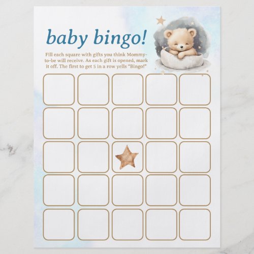 Baby Bingo  Name Race Teddy Bear Baby Shower Game Flyer