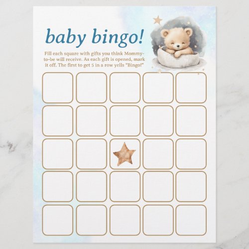 Baby Bingo  Name Race Teddy Bear Baby Shower Game Flyer