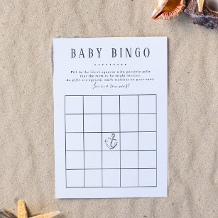 Baby Bingo   Nautical Whale Baby Boy Shower Game Invitation