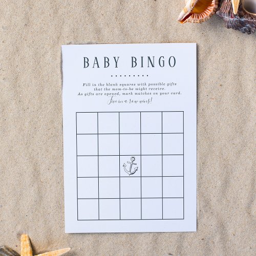 Baby Bingo  Nautical Whale Baby Boy Shower Game Invitation