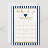 Baby Bingo Navy Blue Gold Baby Shower Game Cards (Front)