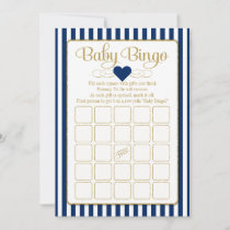Baby Bingo Navy Blue Gold Baby Shower Game Cards