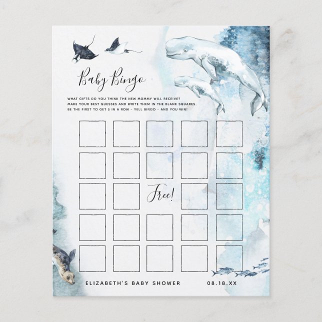 Baby Bingo | Ocean Baby Shower Game (Front)