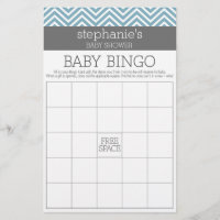 Baby Bingo - Pastel Blue Chevrons Shower Game