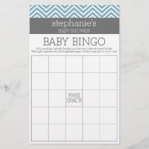 Baby Bingo - Pastel Blue Chevrons Shower Game