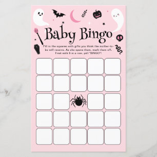 Baby Bingo Pink Halloween Baby Shower Game