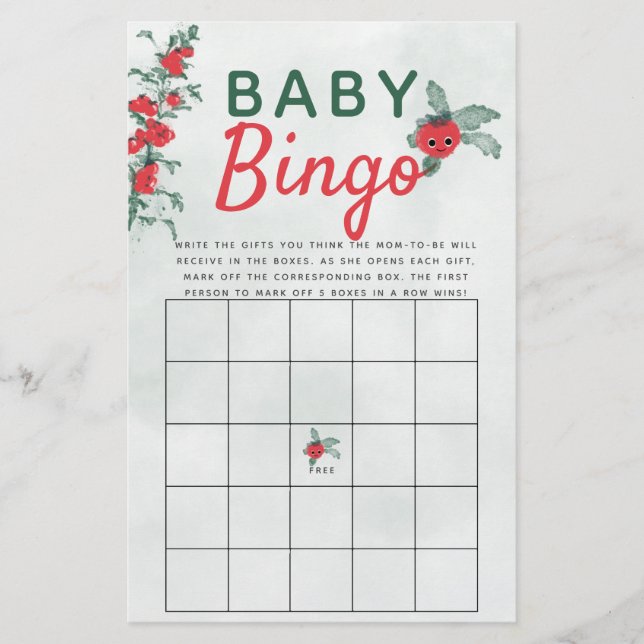 Baby Bingo Shower Game Rustic Little Tomato Vine Flyer (Front)
