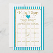 Baby Bingo Turquoise Gold Baby Shower Game Cards