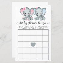Baby Bingo Twin Girl Boy Elephant Shower Game