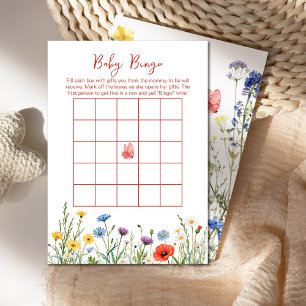 Baby Bingo with Spring Flowers Baby Shower Holiday Card
