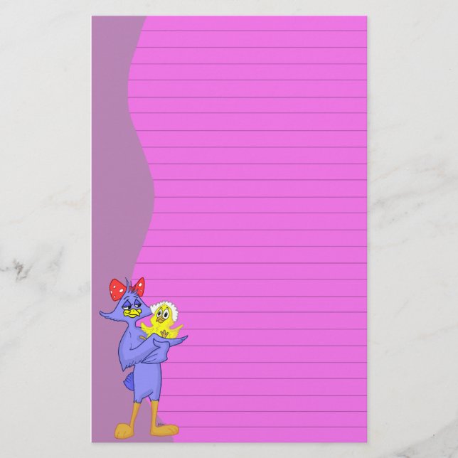 Baby Bird and Mother Bird Stationery (Ruled) (Front)