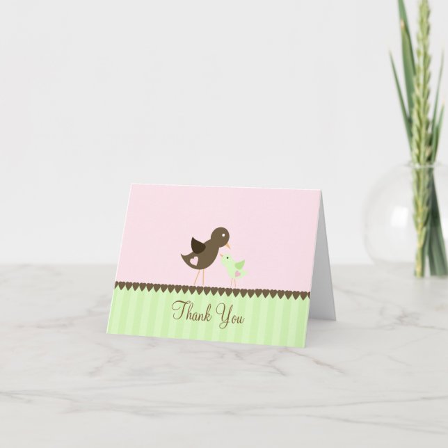 Baby Bird Baby Shower Thank You Note Card (Front)