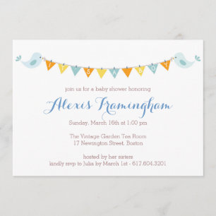 Baby Bird Bunting Baby Shower Invitation