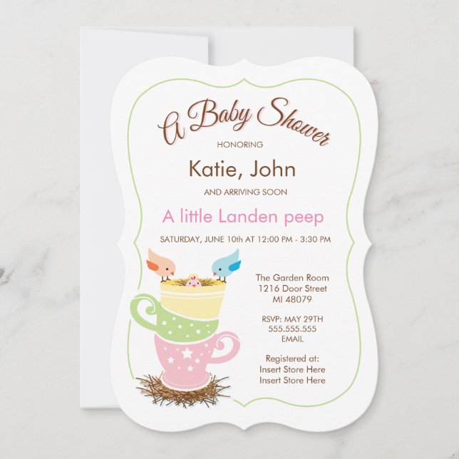 Baby Bird |  Girl Baby Shower Invitation (Front)