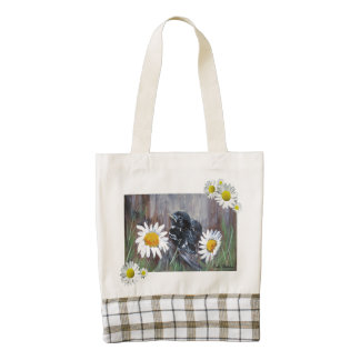 Baby Bird in Daisies Painting Tote