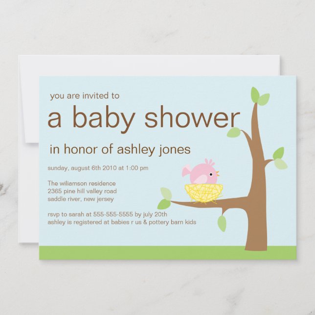 Baby Bird Nest Baby Baby Shower Invitation (Front)