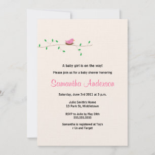 Baby Bird Nest Baby Shower Invitation- Girl Invitation