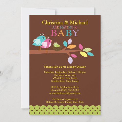 Baby Bird Nest Baby Shower Invitations