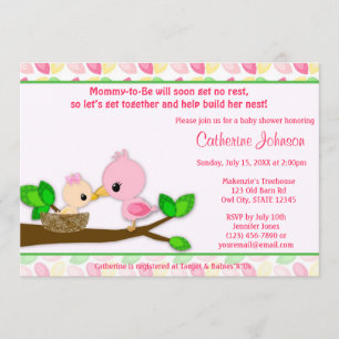 Baby Bird Nest Baby Shower Invitations GIRL Mommy