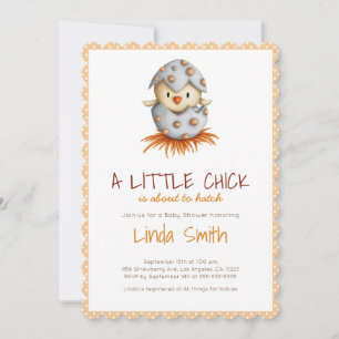 Baby Bird Nest Neutral Scallop Baby Shower Party Invitation