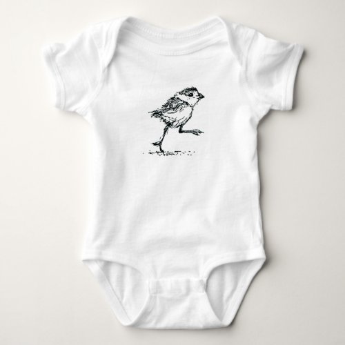 Baby bird piping plover infant in organic cotton baby bodysuit