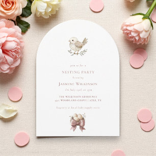 Baby bird watercolor minimal NESTING PARTY Invitation
