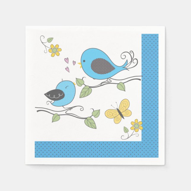 Baby Birdies Shower Napkins-Boy Napkins (Front)