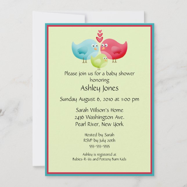Baby Birds Baby Shower Invitation (Front)