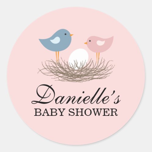 Baby Birds Nest Baby Shower Classic Round Sticker
