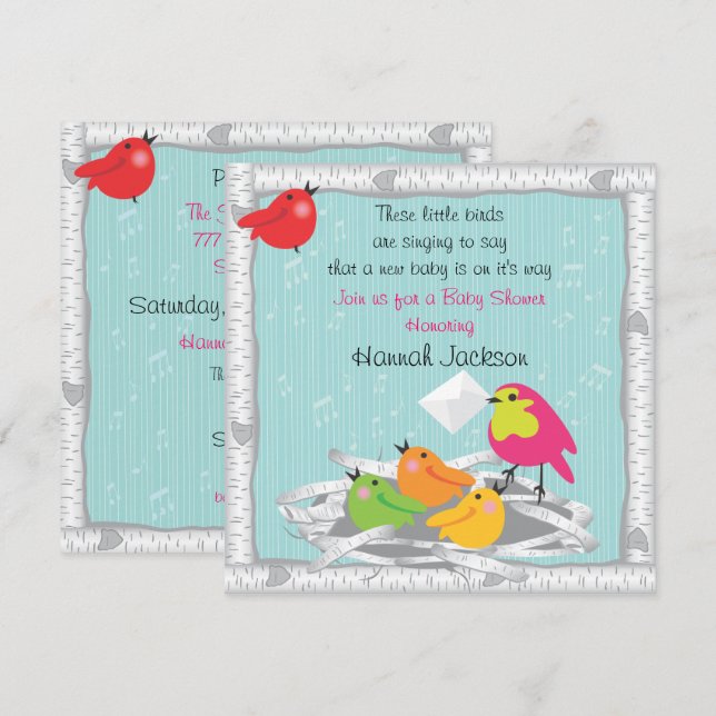 Baby bird's nest Baby Shower Invitation (Front/Back)