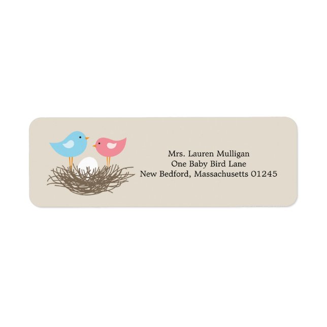 Baby Bird's Nest Baby Shower Label (Front)