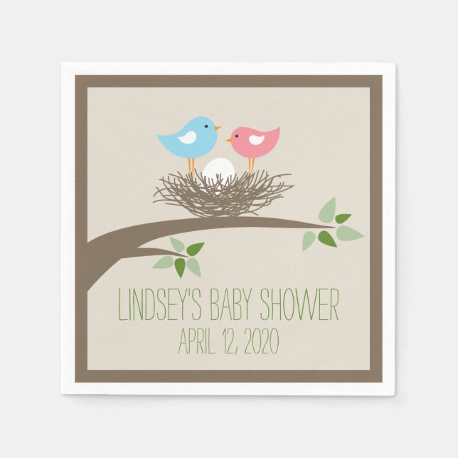 Baby Bird's Nest | Baby Shower Paper Napkins (Front)
