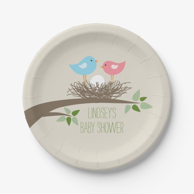 Baby Bird's Nest | Baby Shower Paper Plates (Front)