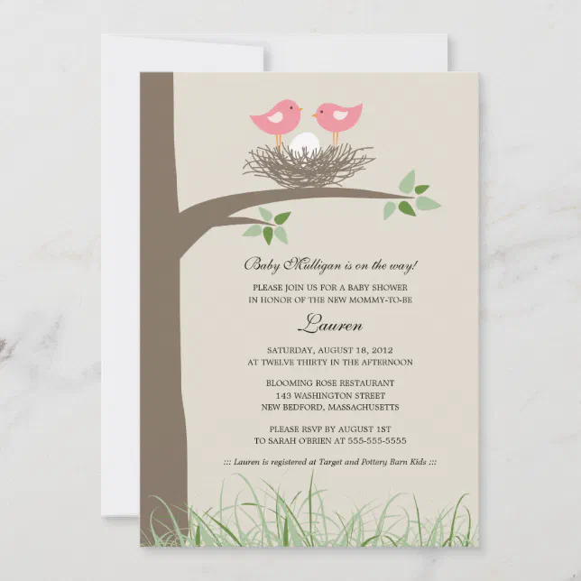 Baby Bird's Nest - Lesbian Couple Baby Shower Invitation | Zazzle